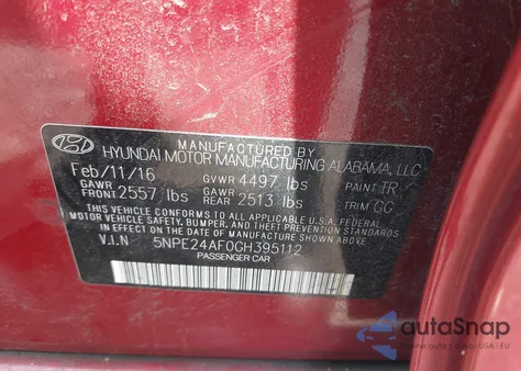 2016 Hyundai Sonata from USA, damaged, VIN 5NPE24AF0GH395112